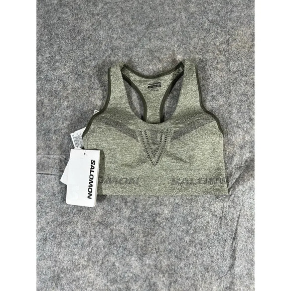 Salomon Elevate Move’On Bra Womens XS Heather Green Athletic Racerback Running - Picture 1 of 6